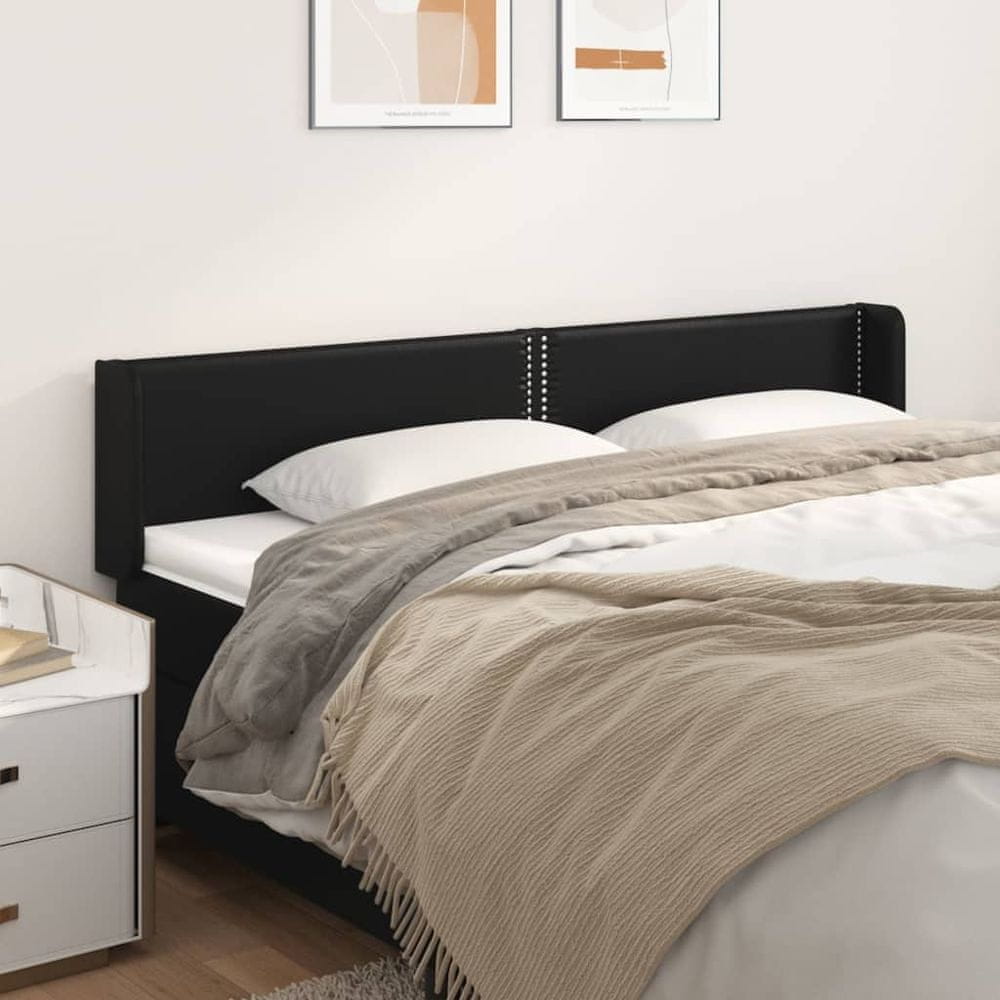 Vidaxl Čelo postele so záhybmi čierny 183x16x78/88 cm umelá koža
